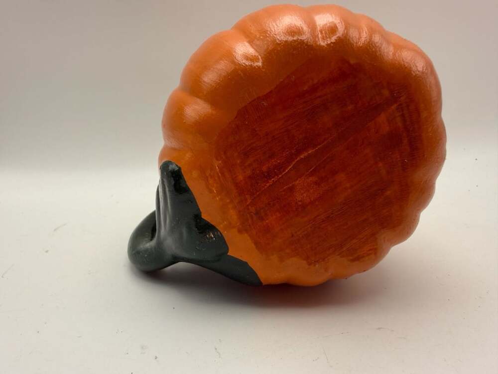 Vintage Handmade Ceramic Pumpkin Mug with Black Handle Fall Decor - Picture 4 of 6